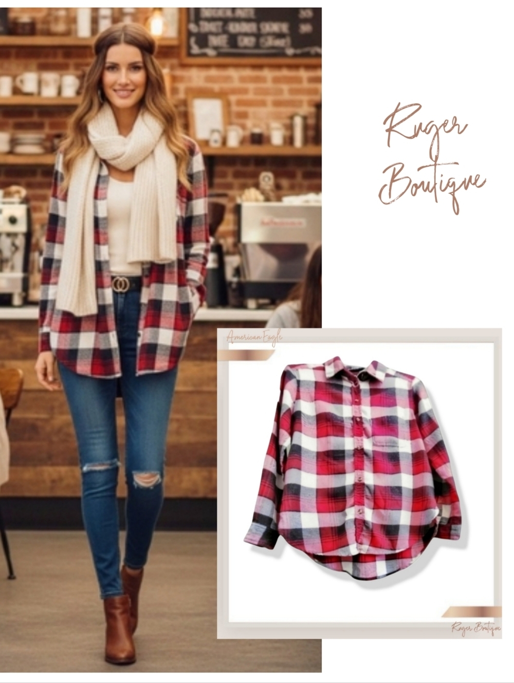 🌿American Eagle Outfitters Women's XS Plaid Flannel Shirt - Cozy & Stylish